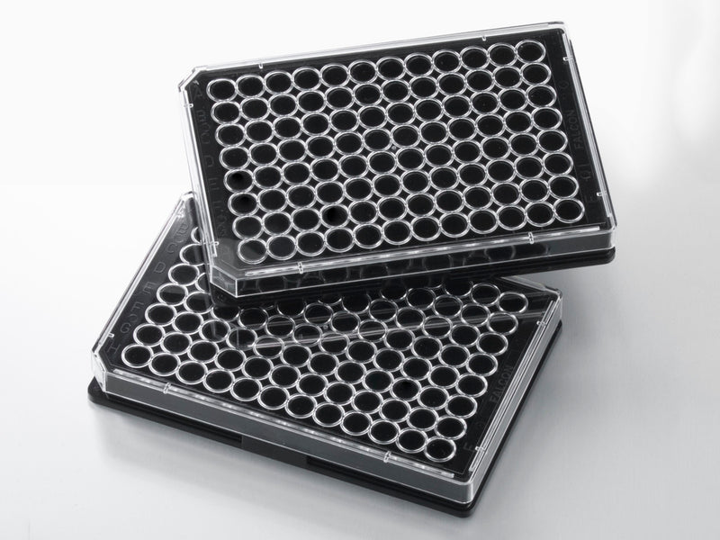 Corning Falcon 96-well Black Flat Bottom TC-treated Microplate, with Lid, Sterile