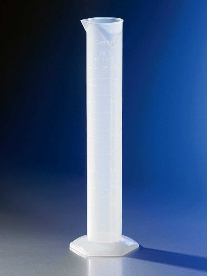 Corning Single Metric Scale, Graduated Cylinder, Polypropylene, with Funnel Top, To Contain