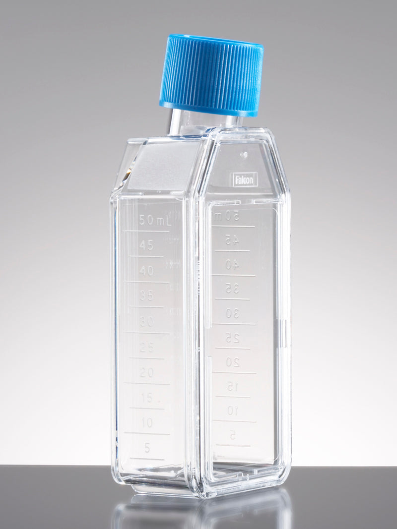 Corning Falcon 25cm² Rectangular Canted Neck Cell Culture Flask with Blue Plug Seal Screw Cap