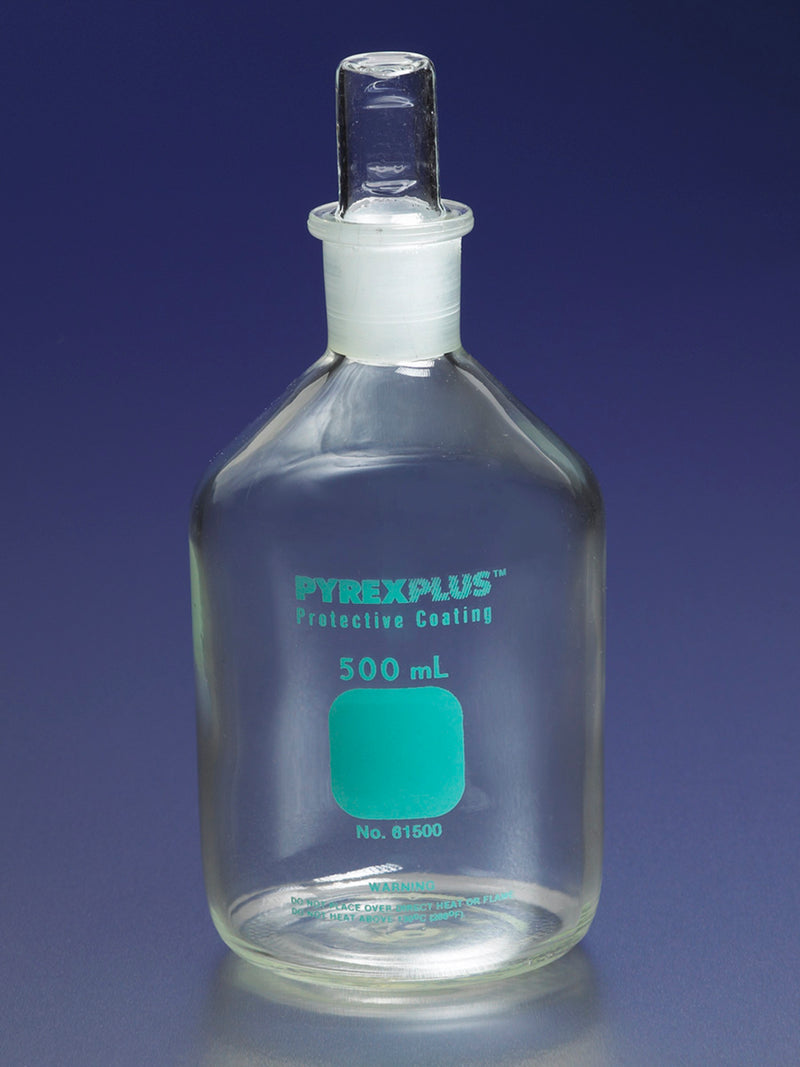 Corning PYREXPLUS Narrow Mouth Reagent Storage Bottles with Standard Taper Stopper