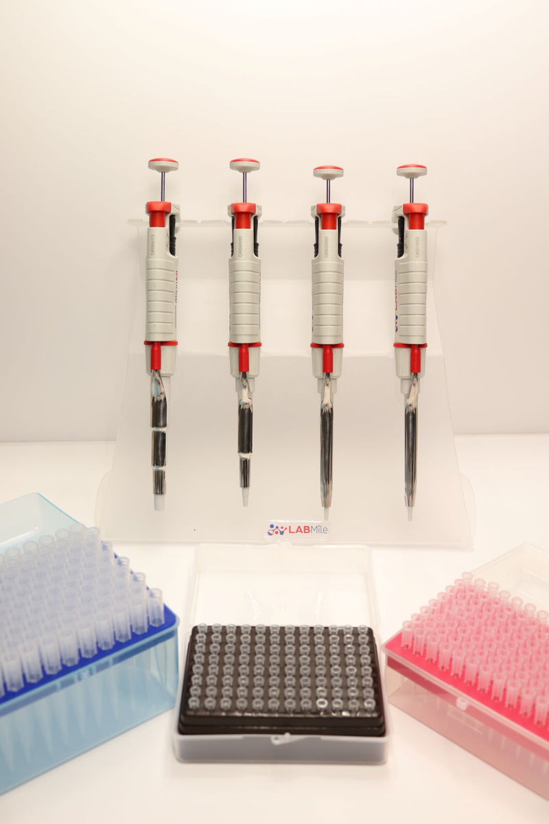 LabMile Scientific Infinite Kit C: 0.5-10ul /2-20 ul /20-200ul / 100-1000ul , Pipette Stand, Sample Tips